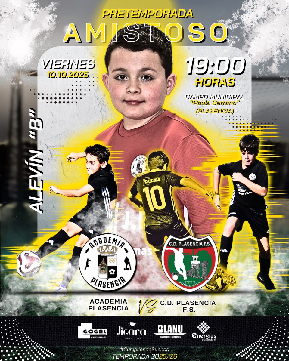 ☑️ | ¡Partido amistoso para nuestro #𝐴𝑙𝑒𝑣𝜄́𝑛 “B”! 

🗓️ 10/10/25. 
🕖 19:00 H. 
🏟️ Municipal Paula Serrano (Plasencia). 
🆚 <a href="/CDPlasenciaFS/">C.D Plasencia F.S</a> 
🙌🏻 ¡Disfrutemos en 𝑒𝑞𝑢𝑖𝑝𝑜!

#AᥴᥲdᥱmιᥲPᥣᥲsᥱᥒᥴιᥲ | #CᥙmρᥣιᥱᥒdoSᥙᥱᥒ̃os