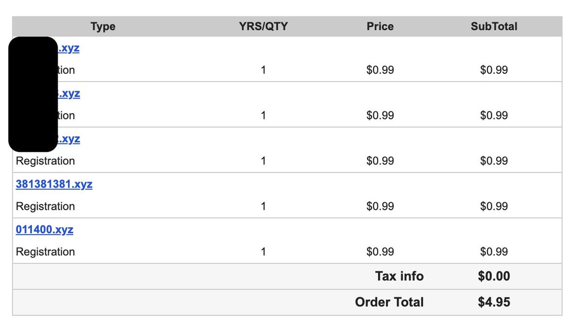 avramator's tweet image. Malopre sam saznao da .xyz domeni koštaju $0.99 i za kupovinu i za obnovu ako ime sadrži samo cifre (6-9 cifara). Upravo sam uzeo 5 domena, svoj i brojeve telefona dragih osoba (bez pozivnog - to ću kao poddomen 😂) kao i &quot;381381381&quot; jer 🇷🇸🇷🇸🇷🇸 (&quot;381381&quot; je već zauzet)