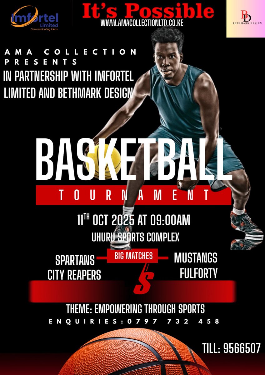 Hoop lovers, show your skills at Uhuru Sports Complex starting 8 am. Register or partner with us  on 0713521279 ...Free entry! Proudly organized by Ama Collection &amp; Imfortel. #TwendeBasketball