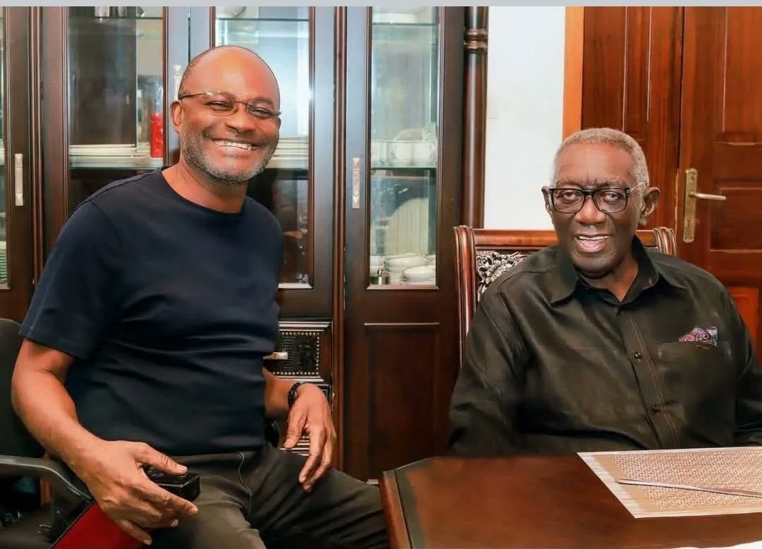 GhanaDwene's tweet photo. A Father’s Blessing… A Son’s Gratitude. 🇬🇭❤️🤍💙😊🙏

When Hon. Ken Ohene Agyapong met his political Godfather, President John Agyekum Kufuor, it wasn’t just a meeting, it was a moment of grace, reflection, and destiny. https://t.co/ZMTn8U7GSw