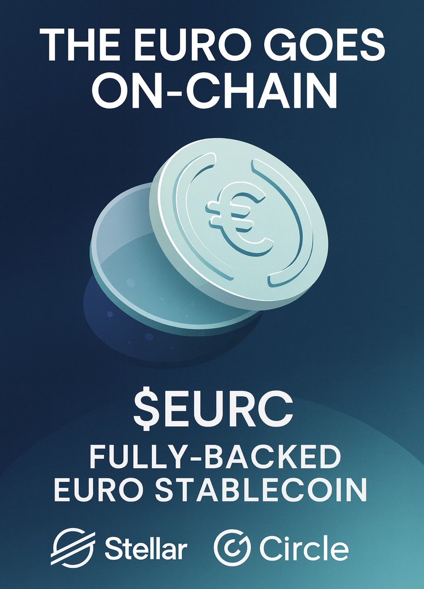MarcoSalzmann80's tweet image. The EURO goes On-Chain — EURC joins the Stellar Network 🇪🇺

@UpholdInc brings $EURC (the Euro-backed stablecoin issued by @Circle) to the @StellarOrg network.

Fast, cheap, and globally accessible — the European stablecoin era just went live. 

What’s EURC?
• Issued by Circle,…