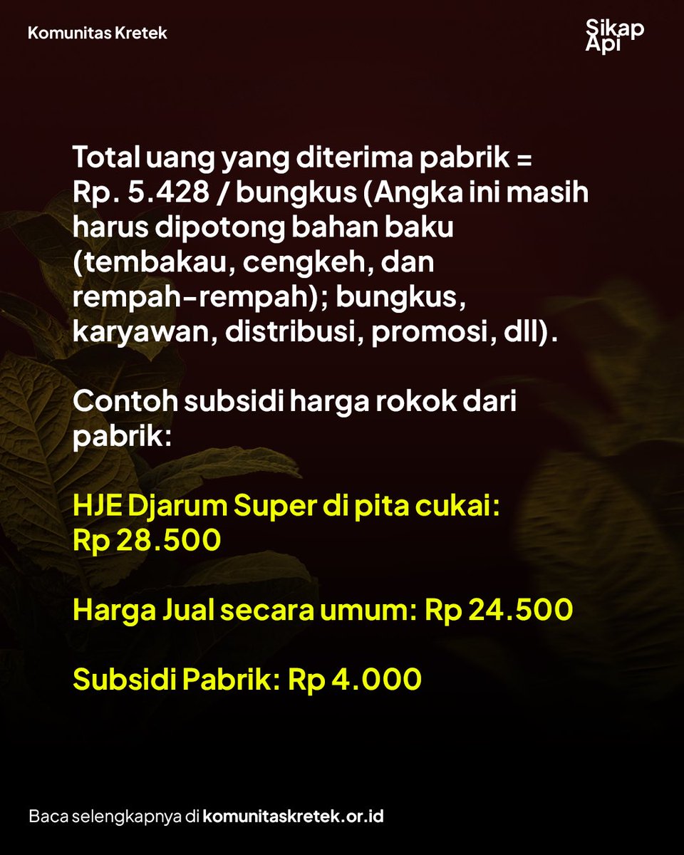Purbaya menerima informasi bahwa kenaikan cukai itu rata-rata 57%. Sontak pak Purbaya langsung merespons “Firaun lu”. Padahal pak Pur, kalau konteksnya kretek mesin itu lebih ganas lagi. Mungkin setara bapaknya Firaun.

Sigaret kretek mesin, cukainya itu mencapai 67% angka