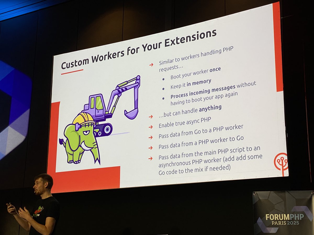 davlgd's tweet image. Avec les extensions FrankenPHP qui permettent d’utiliser du Go arrivent les custom workers