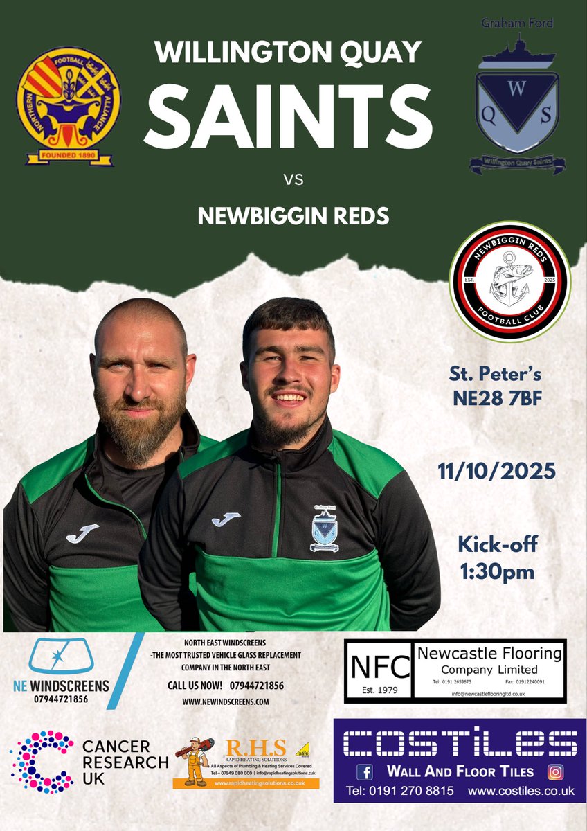 NEXT MATCH 🏆

Finally back at home after a long road trip, as Saints take on Newbiggin Reds in the Minor Cup! 😇