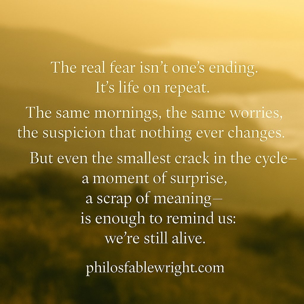 PFablewright's tweet image. Is your life on repeat? 

#fablewright #ModernPhilosophy #LifesAJourney #lifequotes #liveyourbestlifeeveryday #readthisbook #bookrecommendations
amazon.com/dp/B0D9B2ZMN2