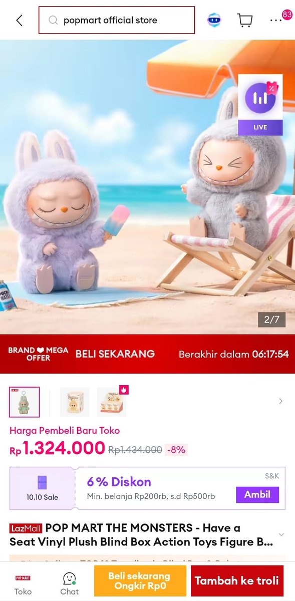 liat liat liat POP MART Di Lazada tanggal 10-12 oktober 2025 😱 ada promo spesial &amp; kejutan menarik langsung cek di lazada lazada.co.id/products/pdp-i…