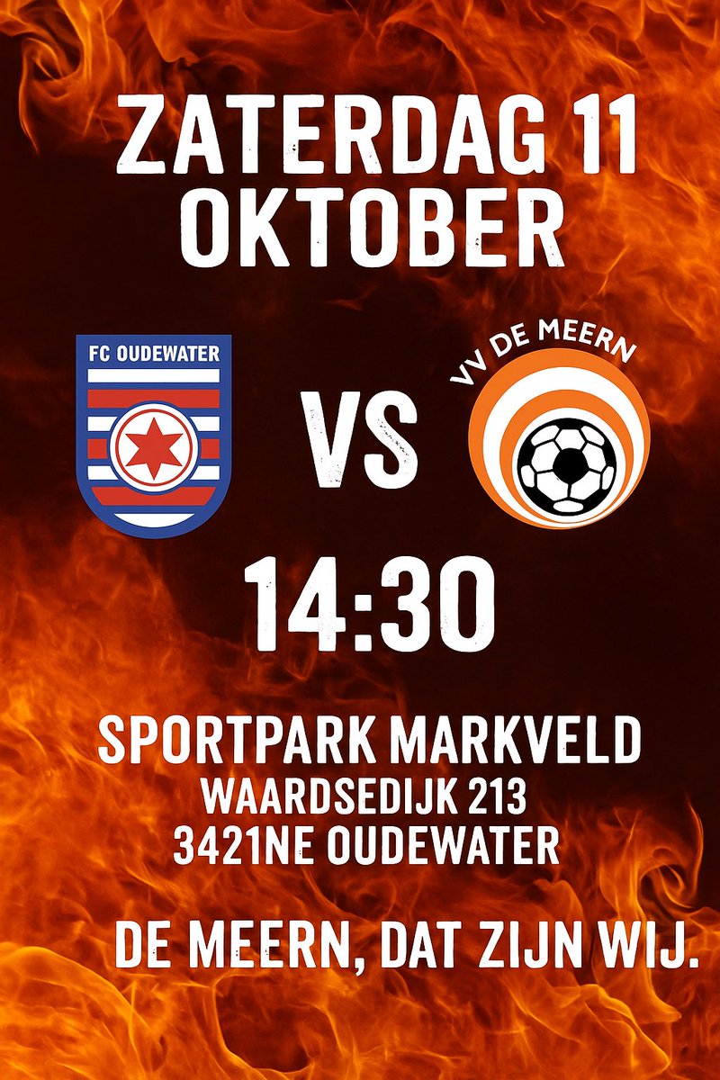 <a href="/VVDeMeern/">V.V. De Meern</a> gaat morgen op bezoek bij <a href="/OudewaterFC/">FCOudewater</a> met 1 doel….het ophalen van 3 punten ⚽️💪