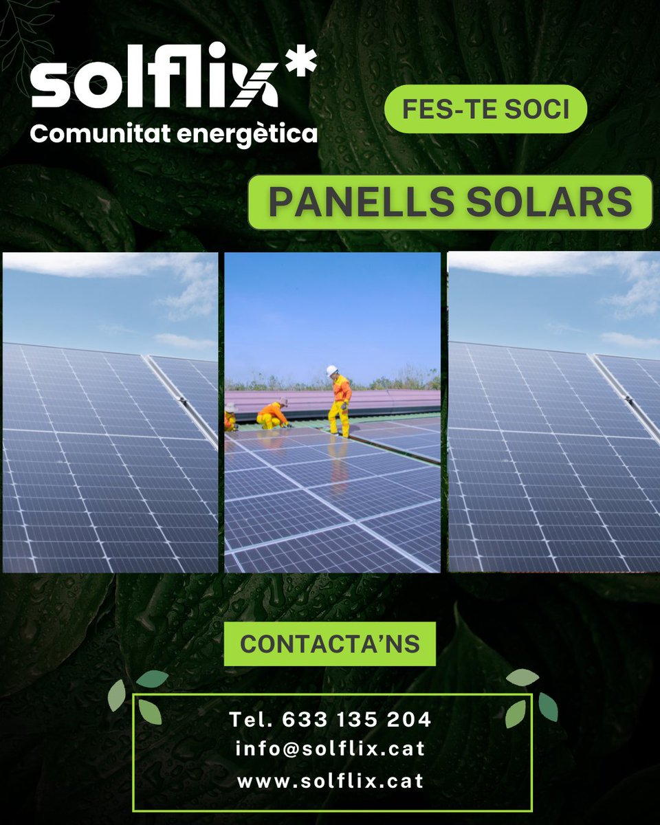 🌱🔋 Uneix-te a la nostra Comunitat Energètica! 🔋🌱

Estem construint un futur més sostenible i volem que formis part d'ell! A la nostra comunitat, treballem junts per promoure l'ús d'energies renovables i reduir els costos energètics.
#ComunitatsEnergètiques #EnergiaRenovable