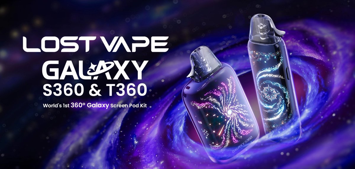 🚀 Explore the cosmos with the Lost Vape Galaxy S360 & T360 pod vape kits!  Featuring a stunning 360° LED light show and powerful batteries.  https://t.co/HEqBRddPU1 #LostVape #GalaxyVape #VapingUK