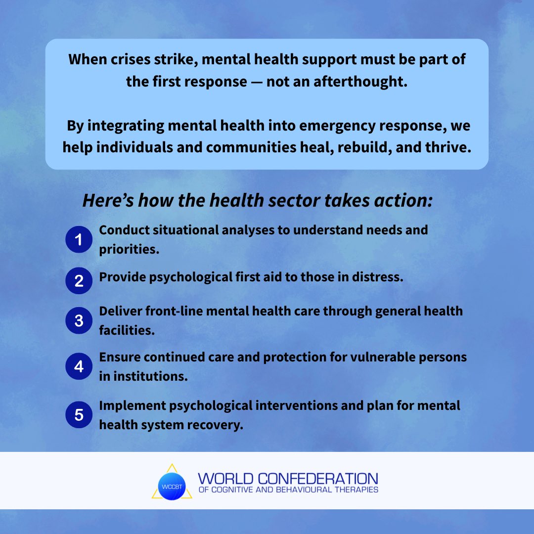 Today, we stand with the WHO to highlight Mental Health in Humanitarian Emergencies.
Mental health support isn’t optional; it’s survival, dignity, and the foundation of recovery.
#WorldMentalHealthDay #WCCBT #MentalHealthForAll
