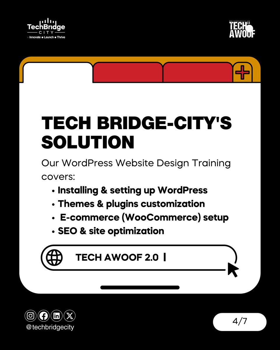 techbridgecity's tweet image. WordPress is not just for blogging anymore, it powers 43% of the entire internet. From e-commerce to tech startups, it’s the digital skill that helps you build, brand, and earn.
Learn WordPress with us today. Build something that pays. 
#TechBridgeCity #WordPressDesign #WebDev