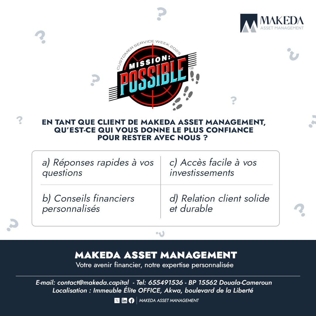 MakedaAssetMgnt's tweet image. ✨ Chez Makeda, votre avis compte.
À l’occasion de la Semaine du Service Client, dites-nous : Quel aspect de notre service est le plus important pour vous ?

#MakedaAssetManagement #ClientDAbord #SemaineDuServiceClient