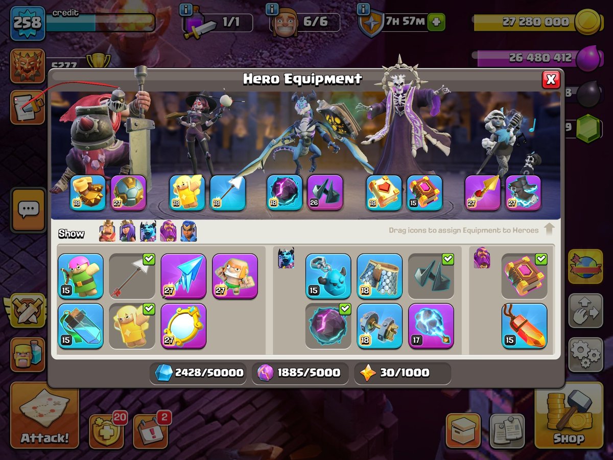 RangoXP's tweet image. 4th time my equipment gets reset to lvl 15 Queen, Prince, RC, and my Warden. Fix this @ClashofClans  @GoodGuyFerri