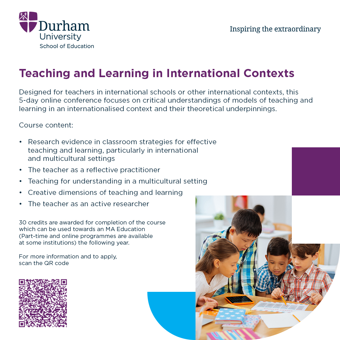 DUSofE's tweet image. 📣 Last chance to sign up 📣 

Learn from world-leading researchers.

👉 Register now: lnkd.in/de5xEfvp 

📅 Starts: 17 November 2025
 💻 5-day online interactive programme
 🎓 30 Master’s-level credits (transferable to MA Education)

#CPD #InternationalEducation