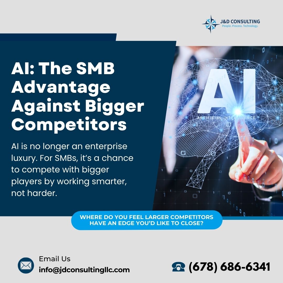 jdconsulting1's tweet image. Small businesses don’t have to play catch-up anymore. 🚀 AI lets SMBs work smarter, streamline processes &amp;amp; deliver more value. The future belongs to innovators—are you ready?

#SMBSuccess #AIForBusiness #BusinessGrowth #Innovation #WorkSmarter #TechForSMB
