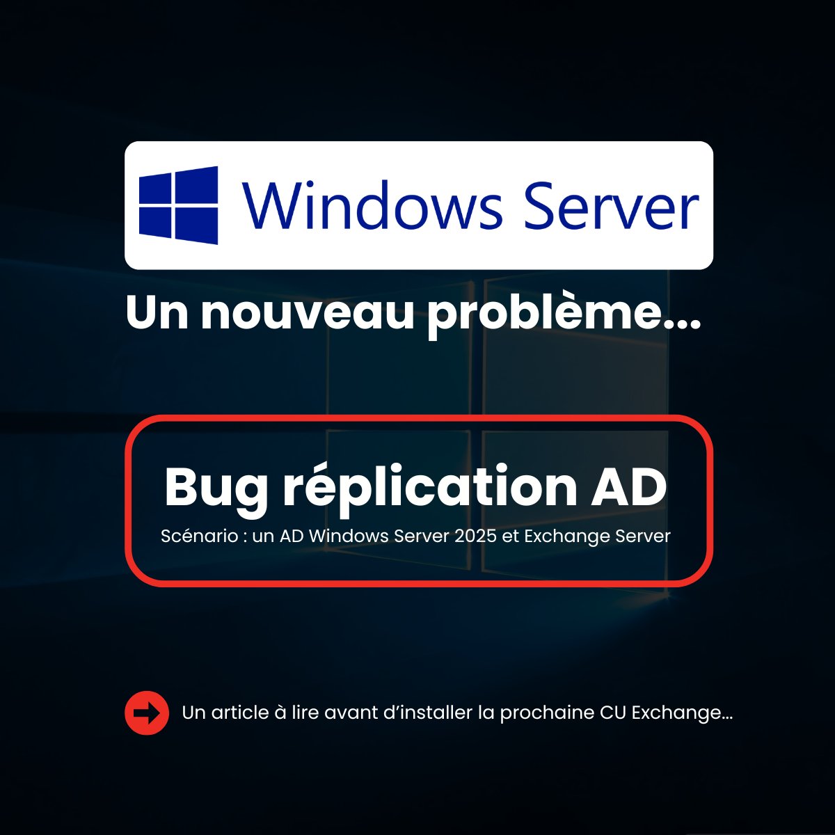 ITConnect_fr's tweet image. 👉 Microsoft alerte : si un DC Windows Server 2025 est Schema Master et cohabite avec Exchange, l'installation d'une CU Exchange peut créer des incohérences du schéma AD et impacter la réplication.
🧷 it-connect.fr/vous-utilisez-…
#WindowsServer2025 #ActiveDirectory #Exchange