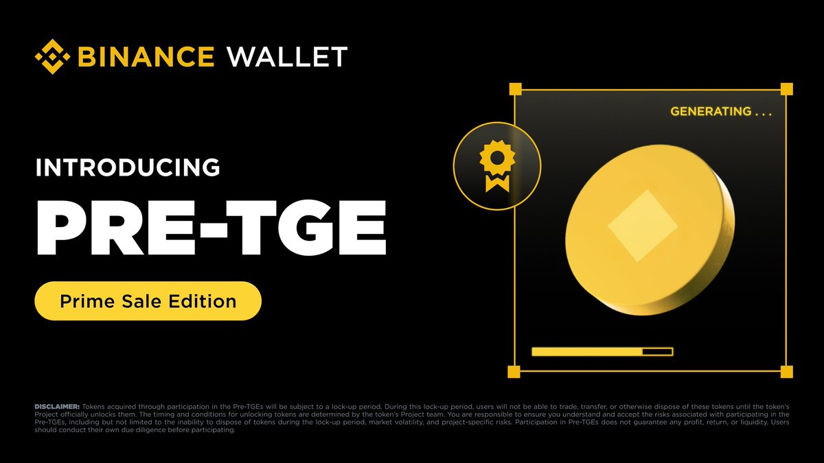 BinanceWallet's tweet image. New on Binance Wallet:

Introducing the Pre-TGE Prime Sale Edition, giving you early access to relatively more mature projects with higher levels of development.

Stay tuned — the first Prime Sale project will be revealed later today at 13:30 (UTC) on this account. 👀

Learn More…