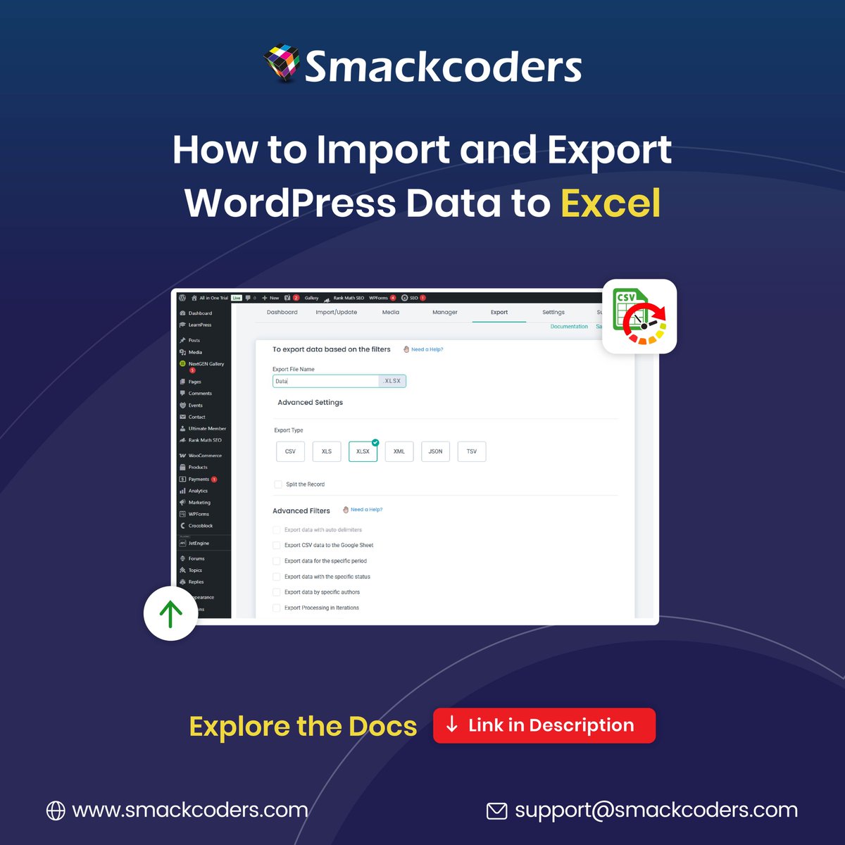 smackcoders's tweet image. 📊 Import & export WordPress data to Excel in just a few clicks!
Easily manage posts, users & more, no manual work needed.
👉 Learn how: smackcoders.com/documentation/…
#WordPress #Excel #DataManagement #Smackcoders