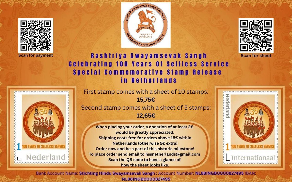 Raviyadav_bjp's tweet image. A proud global recognition for Bharat

Hindu Swayamsevak Sangh Nederland (HSS NL) in the #Netherlands has released a commemorative stamp marking #RSS100Years honouring @RSSorg’s 100-year legacy of discipline, service &amp;amp; nation-building that now inspires communities across the…