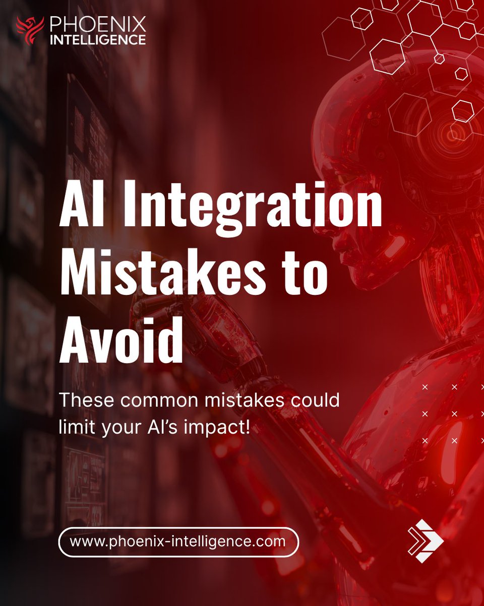 PhoenixAI_Lab's tweet image. Avoid These AI Mistakes → Boost Your Success!
Relying only on AI or overlooking data quality can hold you back. 
Phoenix Intelligence helps you turn AI into real growth and innovation.
 
Book your free consultation today!
#aiconsulting #businessgrowth #aiintegration