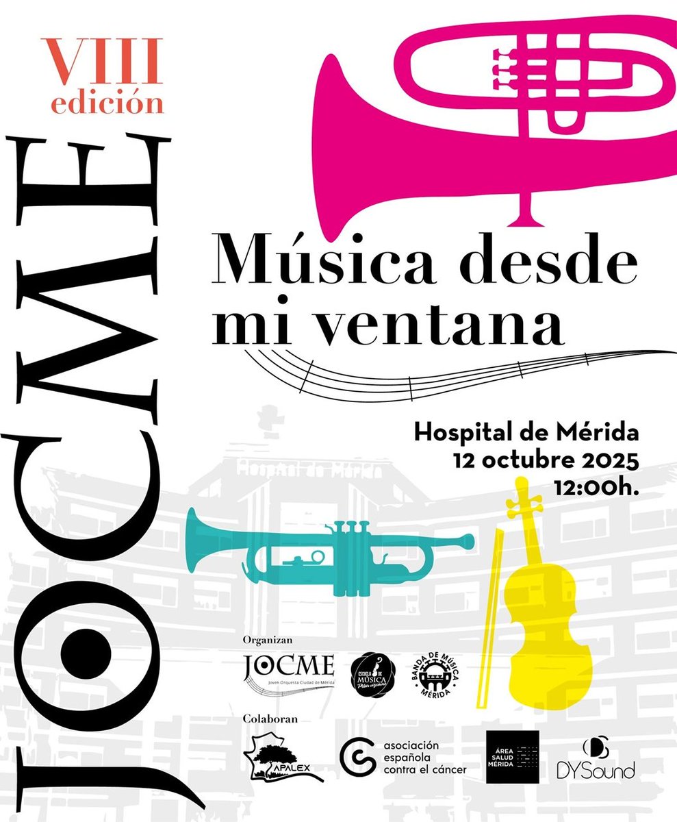 Turismo Mérida (@turismo_merida_) on Twitter photo 🎼 Por octavo año, la Joven Orquesta Ciudad de Mérida ofrecerá este domingo 12 de octubre, a las 12:00h, un concierto a todos los pacientes, familiares y personal sanitario y trabajadores del hospital de Mérida como muestra de agradecimiento por la labor que realizan cada día. 🎼 Por octavo año, la Joven Orquesta Ciudad de Mérida ofrecerá este domingo 12 de octubre, a las 12:00h, un concierto a todos los pacientes, familiares y personal sanitario y trabajadores del hospital de Mérida como muestra de agradecimiento por la labor que realizan cada día.