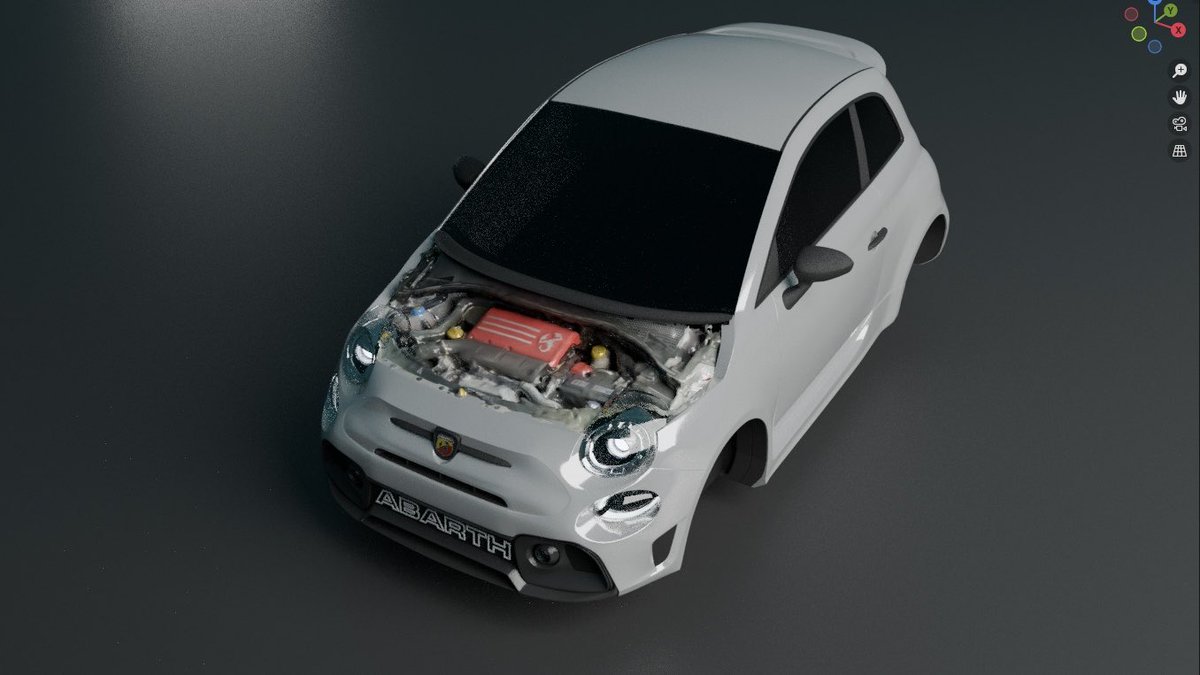 56daiya20's tweet image. Polycamでスキャンしたエンジン積んでみた
#b3d 
#blender 
#abarth 
#carmodeling