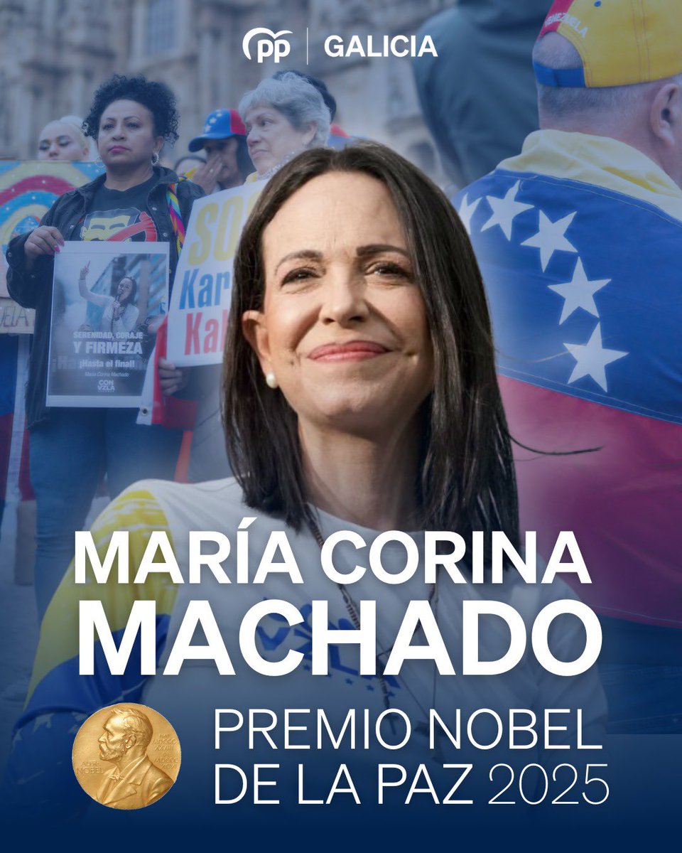 🇻🇪🫂 El Premio Nobel de María Corina Machado lo celebramos como propio, porque el sentimiento de la Venezuela que queremos también forma parte de Galicia.

Una alegría y un reconocimiento para tantos venezolanos y venezolanas que viven en nuestra tierra.