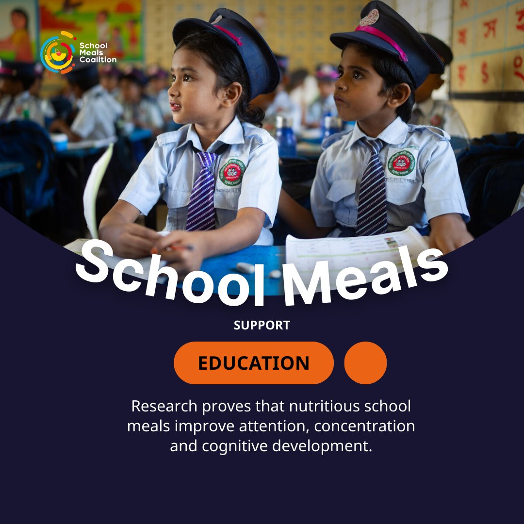 📚 Research proves that a well-fed child is a better learner.

🧠 Nutritious #SchoolMeals sharpen attention, improve concentration and fuel cognitive development—reducing absenteeism and driving better learning outcomes.

🌍 When children are nourished, they can focus,
