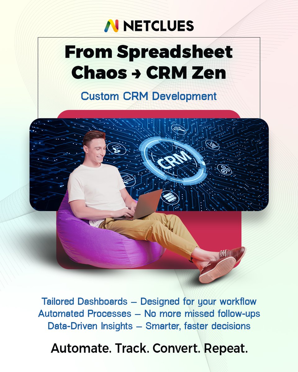 Netclues's tweet image. Is your CRM still a tangle of spreadsheets? 
With Netclues’ Custom CRM, get a system that:
✔️ Fits your workflow
✔️ Automates followups
✔️ Gives real-time insights

No more manual chaos. Let’s build your perfect CRM
DM to get started

#Netclues #CRMDevelopment #BusinessAutomation