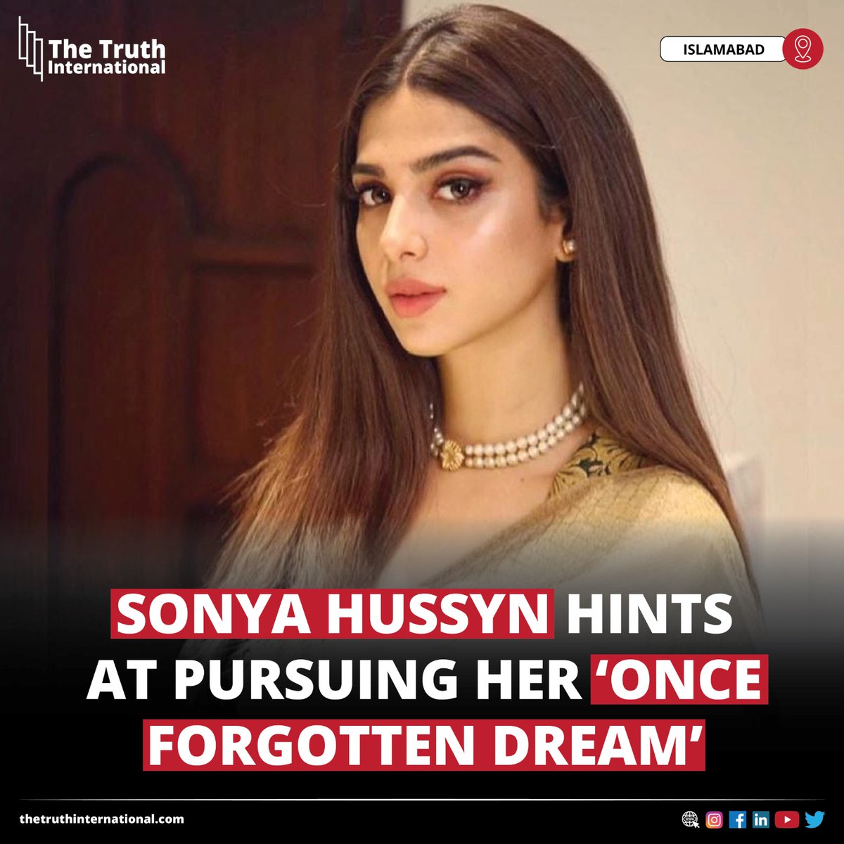 ttimagazine's tweet image. Sonya Hussyn Hints at Pursuing Her ‘Once-Forgotten Dream’

Read More:
thetruthinternational.com/sonya-hussyn-h…

#SonyaHussyn #Hints #Pursuing #OnceForgottenDream #Drama #Media #DramaIndustry #Pakistan