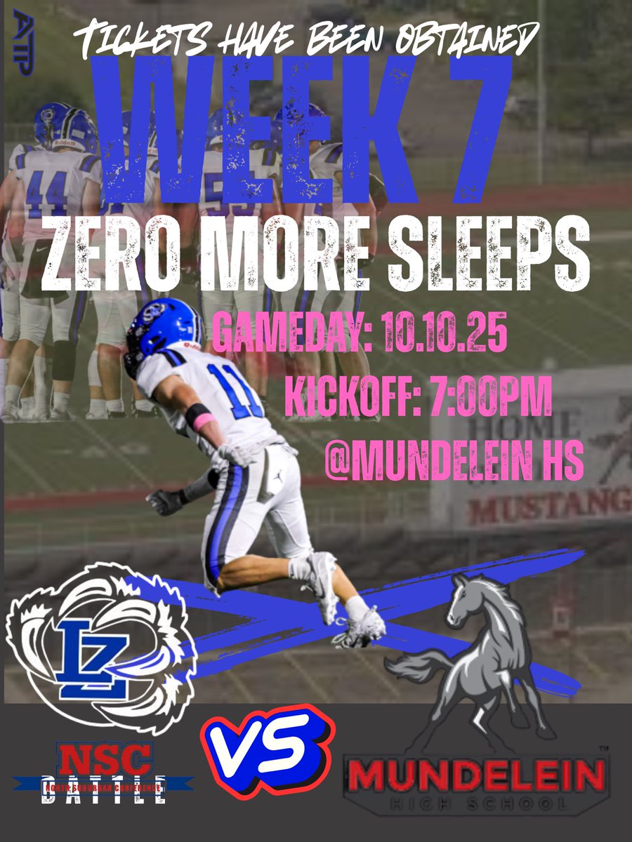 Zero More Sleeps: LZHS travel to  Mundelein take on the Mustangs. We are ready! Kick-off time 7pm.. let’s GO BEARS! ⁦<a href="/LZHSFootball/">LZHS Football</a>⁩ ⁦<a href="/LZHSBEARS/">LZHS BEARS</a>⁩ ⁦<a href="/lzhsathletics/">LZHS Athletics</a>⁩ #atp