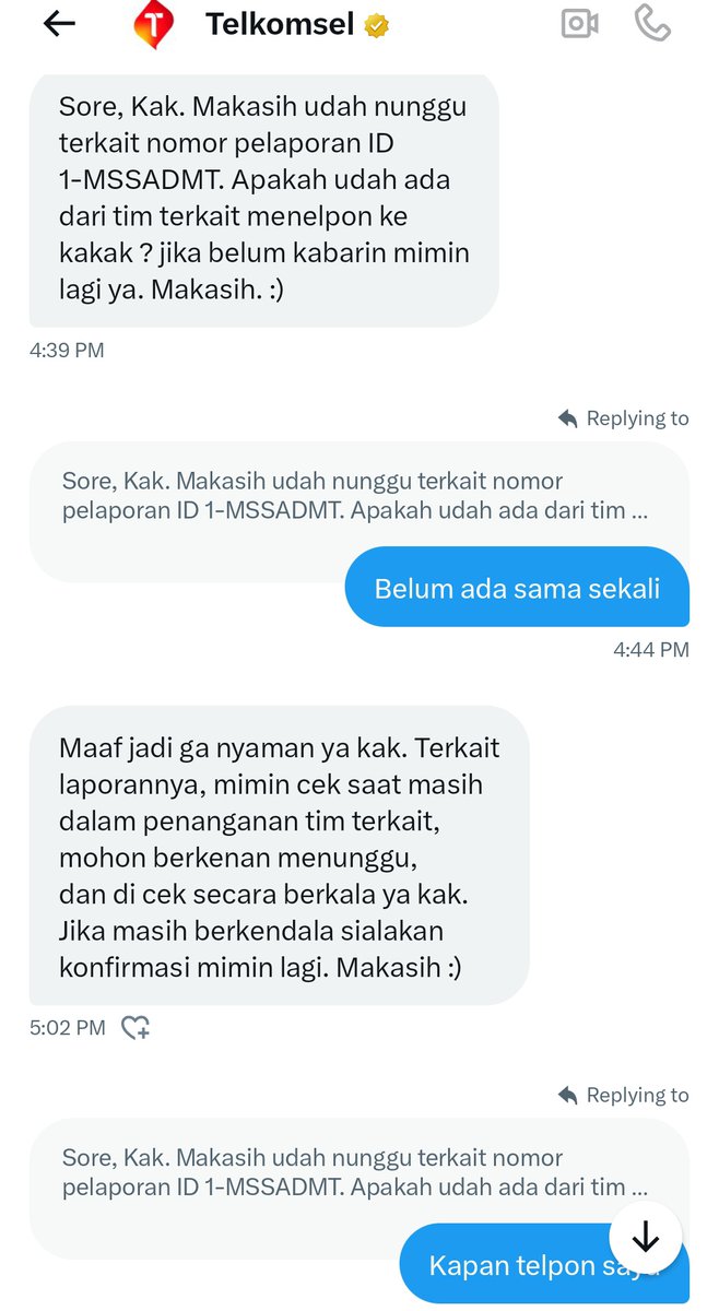 I951126's tweet photo. @Telkomsel Kapan ya solusi saya selesai
Simple aja teknisi kesini buat cek langsung

Sudah, gak usah bertele-tele. Katanya mau ditelpon. Ditelpon juga paling bantu follow up saja 
Req saya gak dianggap https://t.co/X5qvfNipZy
