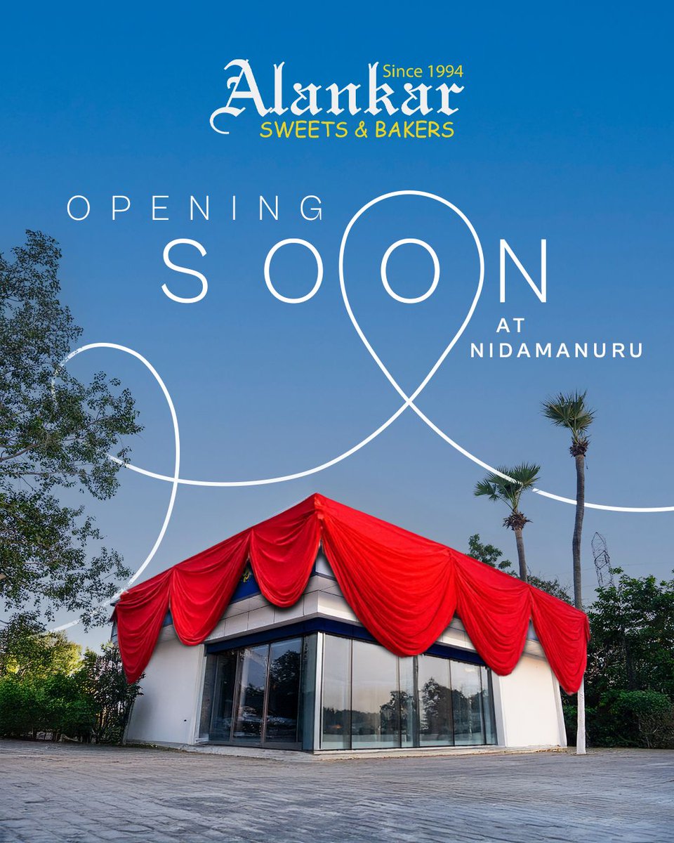 AlankarBakery's tweet image. Sweet news, Nidamanuru! 🎉
Your favorite Alankar Sweets &amp;amp; Bakers — serving the taste of tradition since 1994 — is opening soon at Nidamanuru! 🍰💛
#AlankarSweets #Nidamanuru #OpeningSoon #VijayawadaEats #Since1994