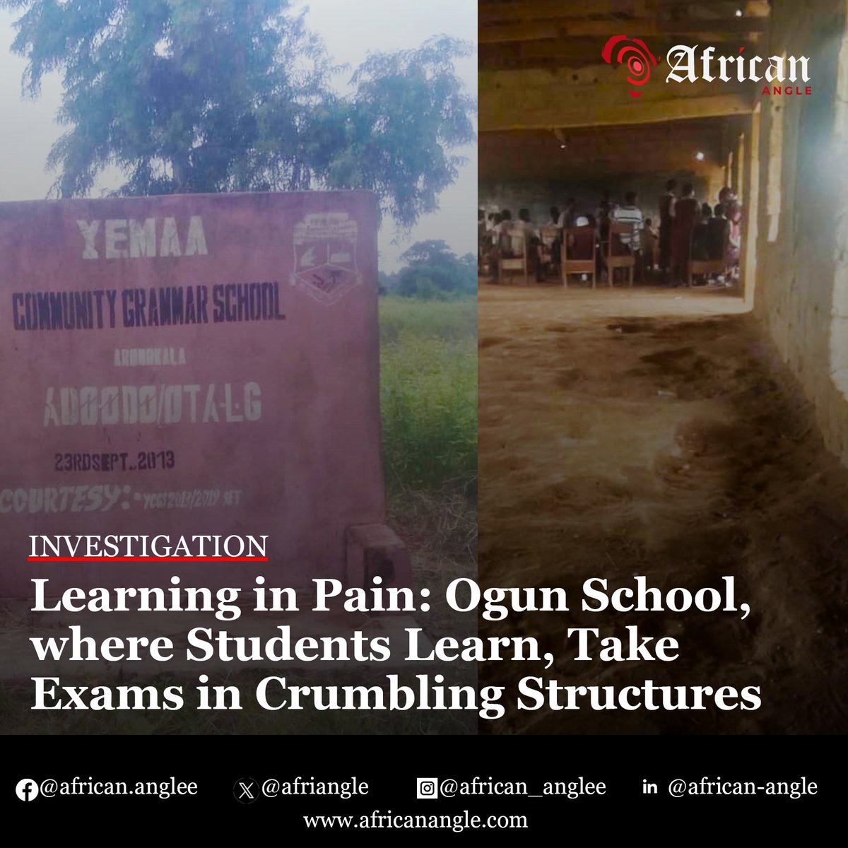 Learning In Pain: Ogun School, Where Students Learn, Take Exams in Crumbling Structures <a href="/OGSG_Official/">Ogun State Government - OGSG</a> <a href="/DapoAbiodunCON/">Prince Dr. Dapo Abiodun, CON</a>

africanangle.com/learning-in-pa…