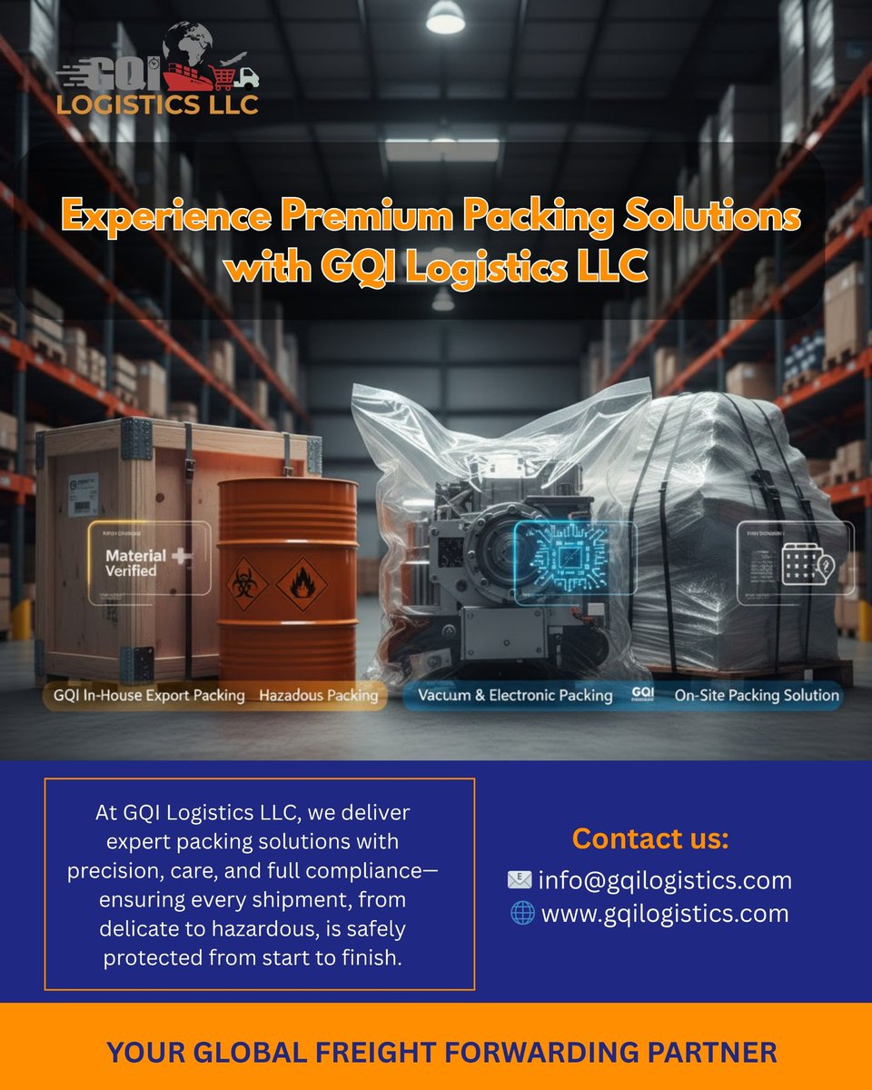 GetQuickIntern1's tweet image. Experience premium packing solution with GQI Logistics LLC

#packingsolution #Logistics #dubailogistics