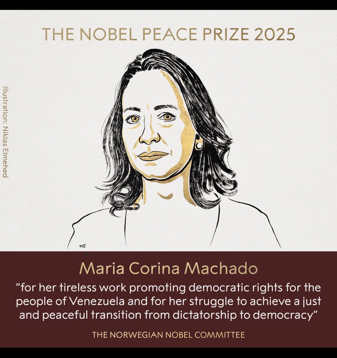 heribertoLabrad's tweet photo. Viva Venezuela, vive con más fuerza nuestra lucha por la democracia.
@MariaCorinaYA recibe el más grande e importante reconocimiento 
#premioNovelPorLaPaz https://t.co/TuV1VRdl48