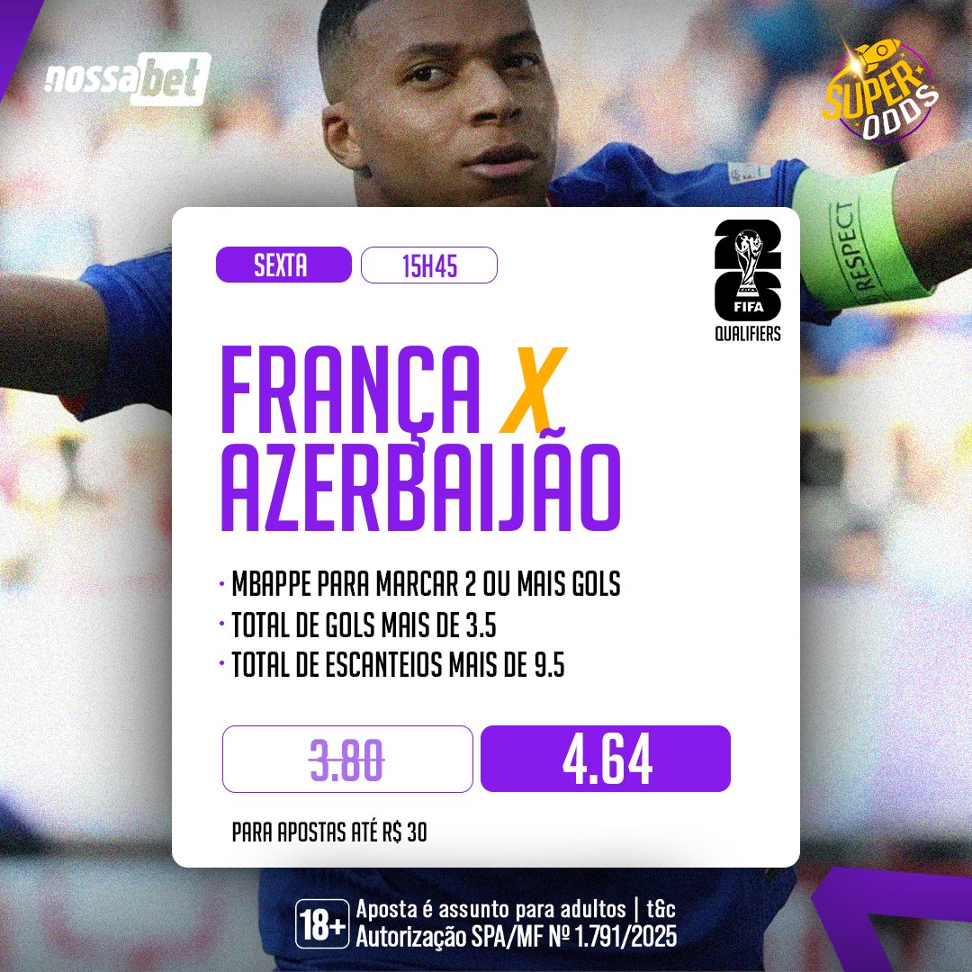 Nossabetbr's tweet image. Data FIFA com Super Odds!

Alemanha, França e Argentina entram em campo na sexta-feira marcada por Eliminatórias e amistosos.

Potencialize seus palpites: l1nq.com/6btkM

#SuperOdds #CopadoMundo #Futebol #Argentina #França #Alemanha