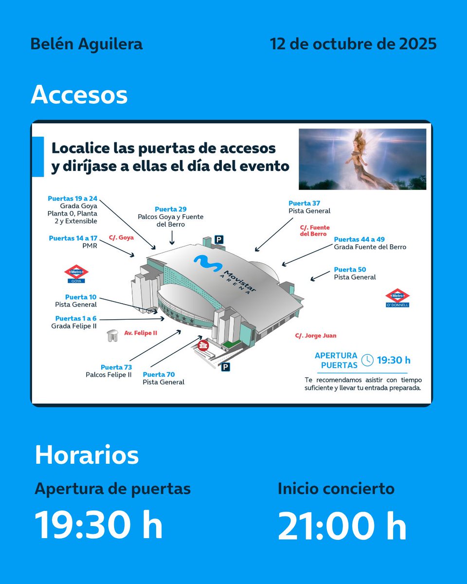 ¡Hoy <a href="/Belen__Aguilera/">Belén Aguilera</a> hace historia en el #MovistarArena de Madrid!

Consulta los accesos y horarios aquí ⬇️