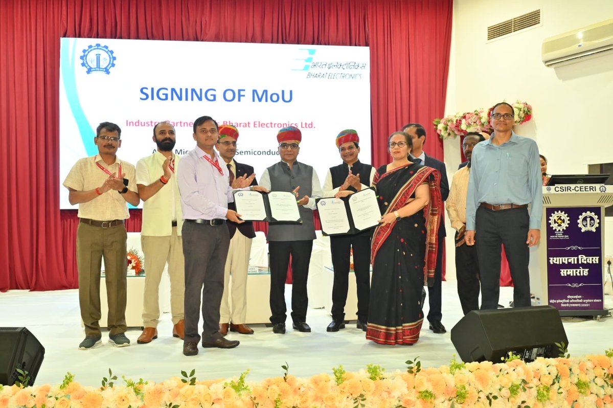 BEL_CorpCom's tweet image. BEL & CSIR-Central Electronic Engineering Research Institute (CSIR-CEERI), have signed an MoU to collaborate on design & development of MVEDs, RF & MW products, futuristic Antennas, MEMS based products for radar, communication, space & defence applications. @DefenceMinIndia