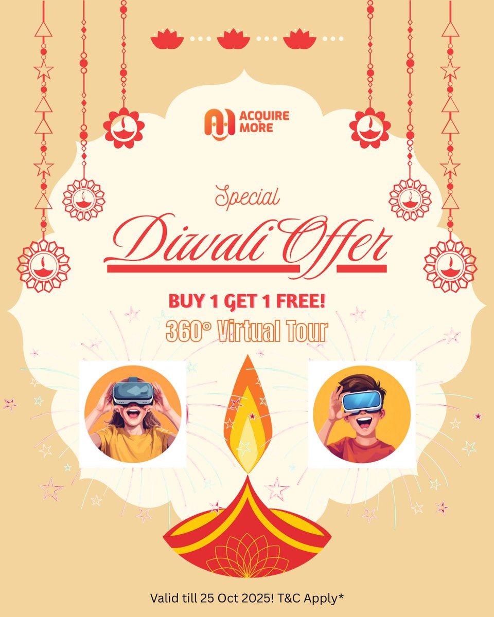 AcquireMore's tweet image. This Diwali, your Brand deserves to shine brighter! 🪔
Game Changer for - Real Estate | Hotels | Resorts | Showrooms | Cafes &amp;amp; Restaurants and more!
🎁 Offer valid till 25th Oct 2025 — Don’t miss out!
📞 DM or WhatsApp us “DIWALI OFFER” to grab your deal today!

#DiwaliOffer