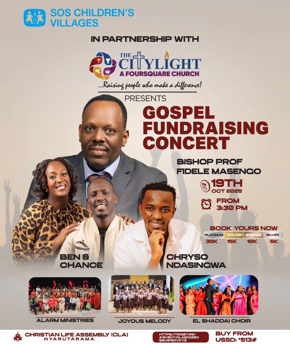 soscvrwanda's tweet image. Book Your place at the #GospelFundraising
Join us in a heartfelt celebration of #Hope and transformation of #children
This event aims to support #children and transitioning from life on the #streets into safe and caring family.
Book your ticket here; ticqet.rw