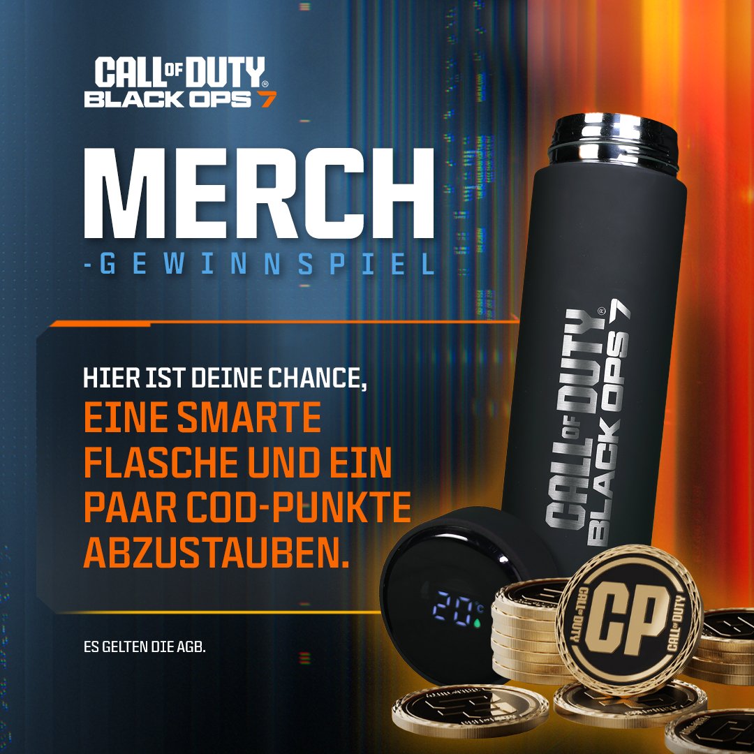 CallofDutyDE's tweet photo. Die Beta ist zwar abgeschlossen, aber wir haben da noch was für euch: Zur Feier der Beta verlosen wir 3x eine smarte Wasserflasche mit #BlackOps7 Branding, sowie 3x ein paar COD-Points obendrauf. Was du dafür tun musst: Folge uns, markiere einen Squadmate in den Kommentaren und und erzähle uns von deinen besten Beta Moment. 💬

Wir sind gespannt auf eure Stories! Teilnahmebedingung in der Bio.

https://t.co/HmkdyTU0Cm