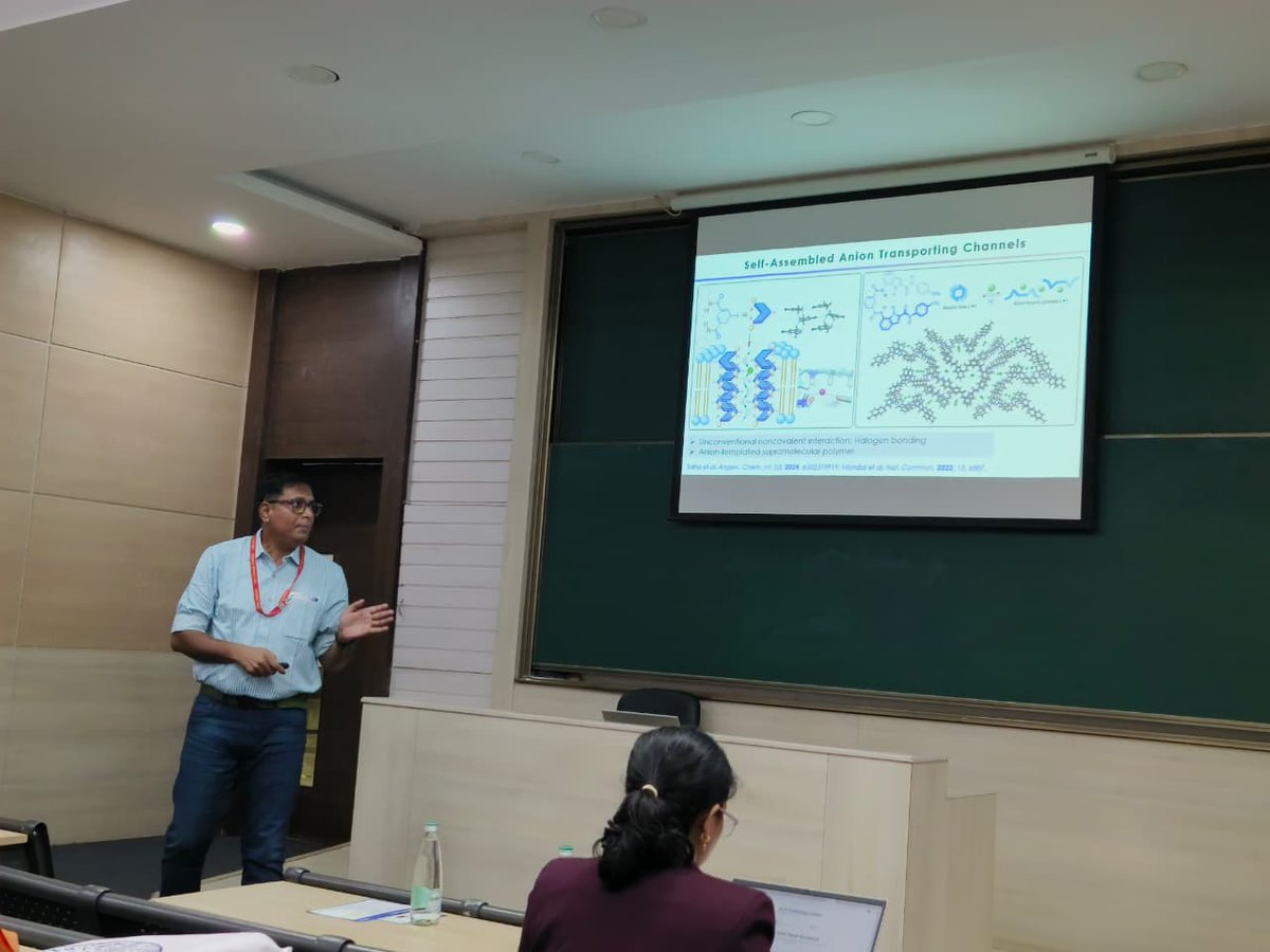 Chemistry_IITB's tweet image. Fascinating talk by Prof. @iiserpinaki  at @GSC_2025  on building smart, adaptive ion channels (light- or stimulus-activated) to bridge chemistry, membranes &amp;amp; medicine. #SupramolecularChemistry #IonTransport #Bioengineering @iitbombay @ruchianand1975 @anidchemiitb