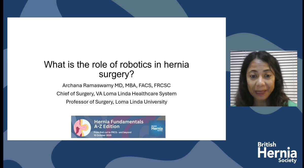 BritishHernia's tweet image. Outstanding @BJSurgery lecture from Archana Ramaswamy on the role of robotics in hernia surgery
Has this changed your mind about using a 🤖 ?
@ArchanaR8
@AmericanHernia
#HerniaFundamentals #RoboticSurgery #Hernia