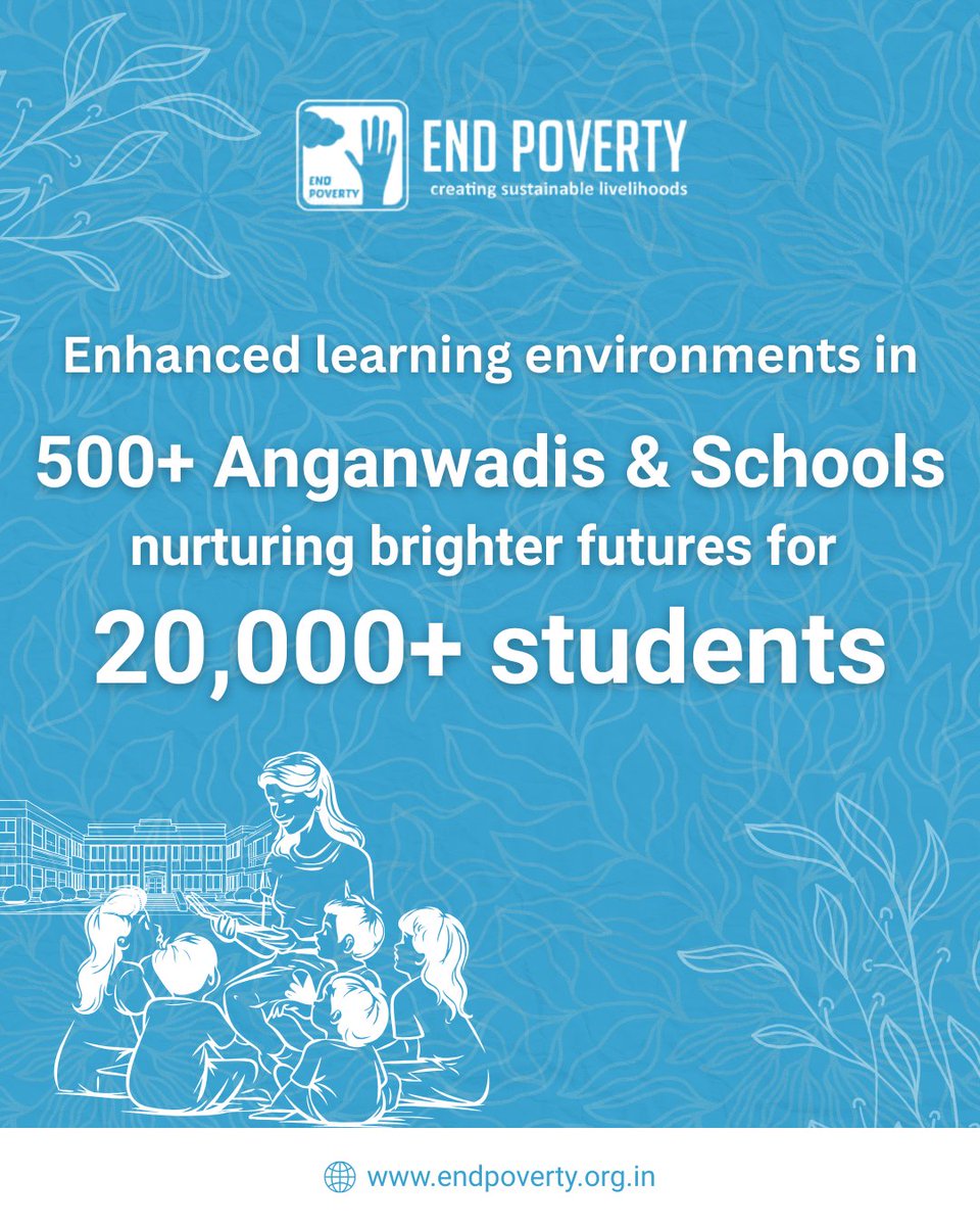 ENDPOVERTY16's tweet photo. @ENDPOVERTY16's initiative towards rural #Education &amp; skill development has transformed 500+ Anganwadis and schools, creating improved learning environment &amp; positively impacting educational journey of over 20,000 students, nurturing their potential &amp; shaping brighter futures. https://t.co/ifO2ux0gCC