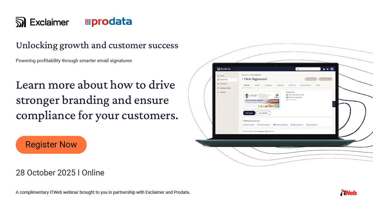 ITWeb_Events's tweet image. Register now to learn how to drive business growth and boost profitability?
itweb.co.za/webinar/unlock… #ExclaimerWebinar #EmailInnovation #GrowWithExclaimer