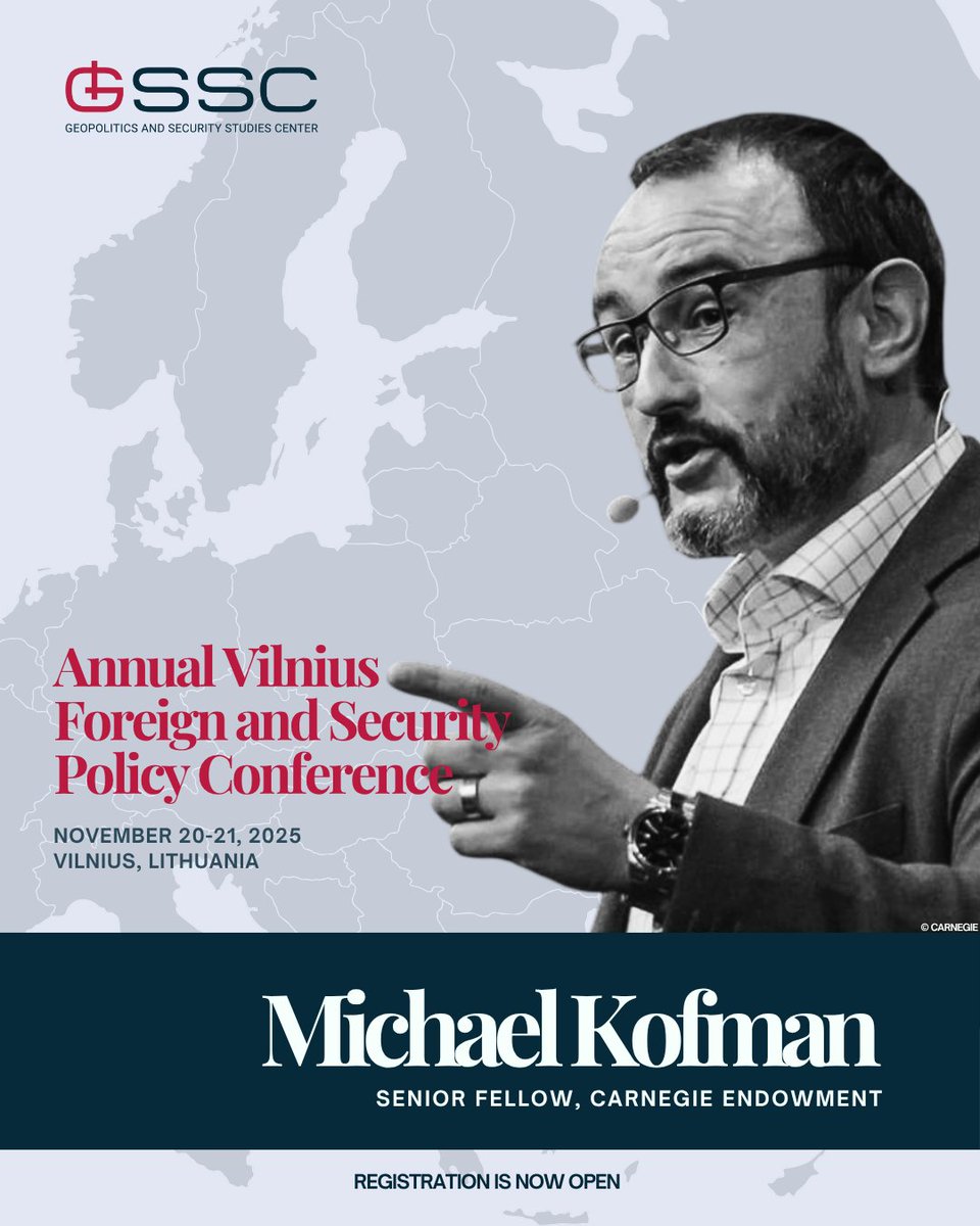 Geopolitics and Security Studies Center (@gssc_lt) on Twitter photo Few understand the logic of Russian military strategy like <a href="/KofmanMichael/">Michael Kofman</a>.🎯Drawing on his recent on-the-ground experience in Ukraine, he will join the Annual Vilnius Foreign and Security Policy Conference on November 21 to discuss how the war is reshaping deterrence and defense Few understand the logic of Russian military strategy like <a href="/KofmanMichael/">Michael Kofman</a>.🎯Drawing on his recent on-the-ground experience in Ukraine, he will join the Annual Vilnius Foreign and Security Policy Conference on November 21 to discuss how the war is reshaping deterrence and defense