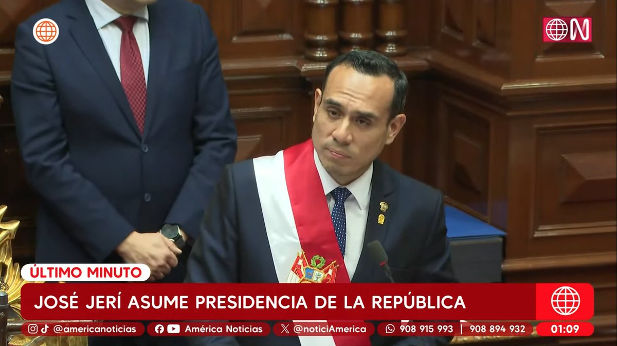#ATENCIÓN | El Congreso de Perú destituyó este jueves 9 de octubre a la presidenta Dina Boluarte, tras aprobar un juicio político en su contra por “permanente incapacidad moral” para enfrentar la grave crisis de inseguridad que atraviesa el país, en su lugar asume José Jeri.