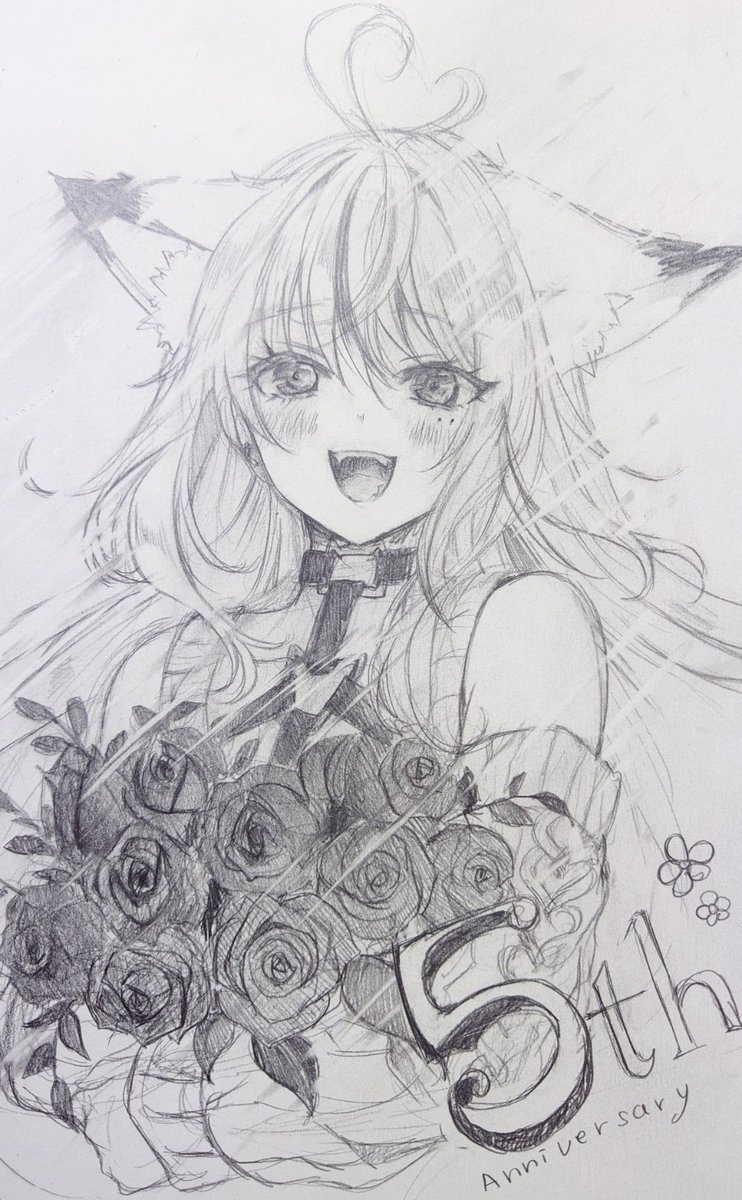 yuinarakugaki's tweet photo. こなちゃん5周年おめでとうございます🥳👏🎉鉛筆絵ですが、活動続けてくれてありがとうの気持ちを込めて〜!!
#CONATART https://t.co/v23JGaNPBn