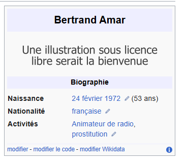 je regardait la page wikipedia de Bertrand Amar quand soudainement